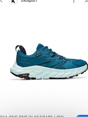 Hoka Teal and Light Aqua Trail Shoe